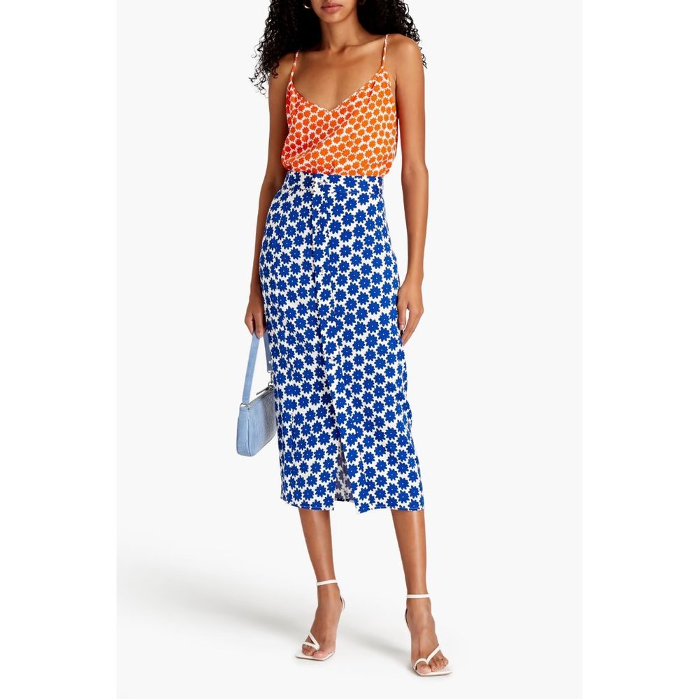 Diane Von Furstenberg Calandra Daisy Dots Silk Midi Skirt 12